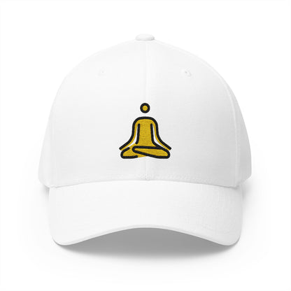 Person In Lotus Position Emoji White Cap – Premium by Capmoji
