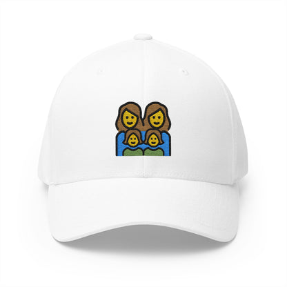 Family: Woman, Woman, Girl, Girl Emoji White Cap – Premium by Capmoji