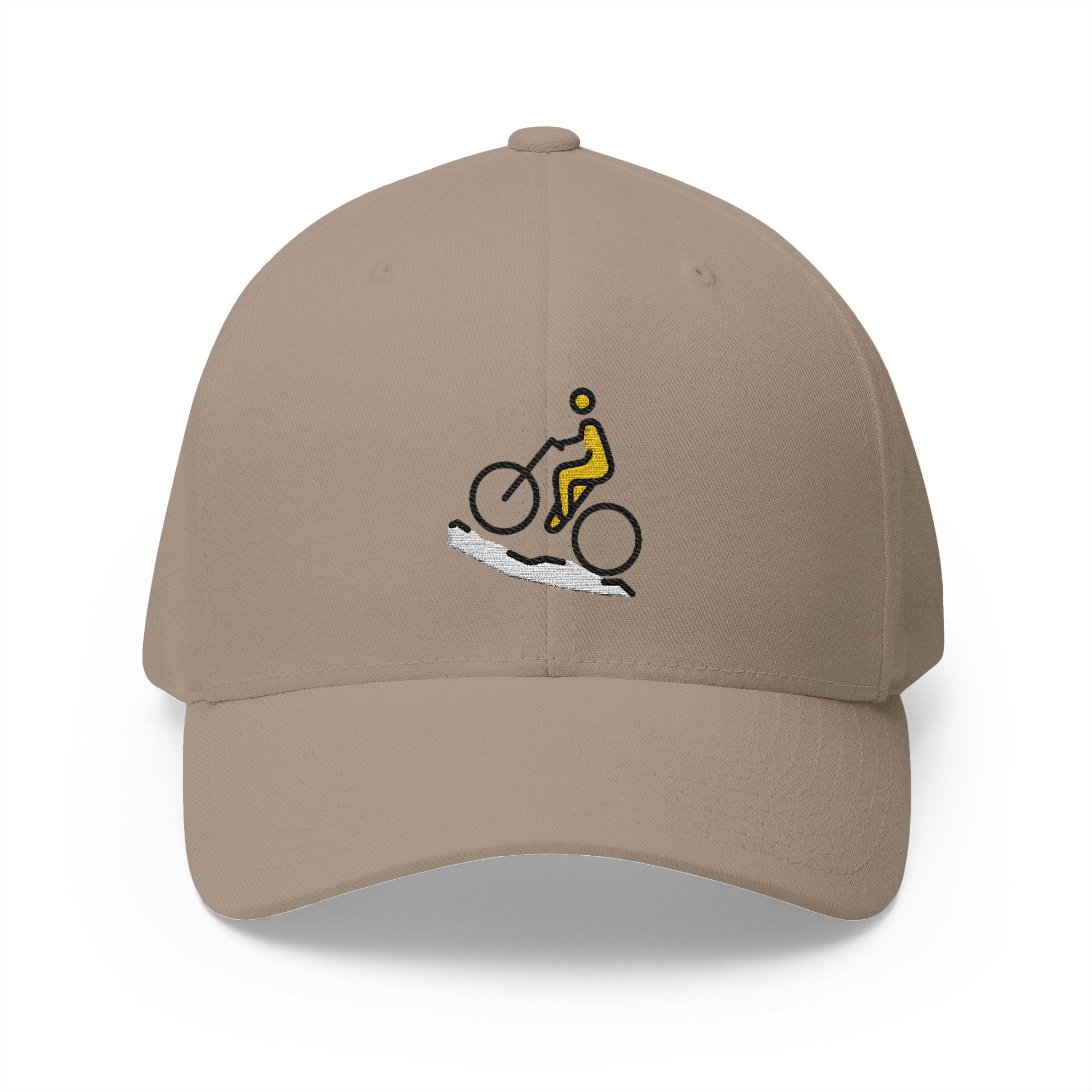 Man Mountain Biking Emoji Khaki Cap – Premium by Capmoji