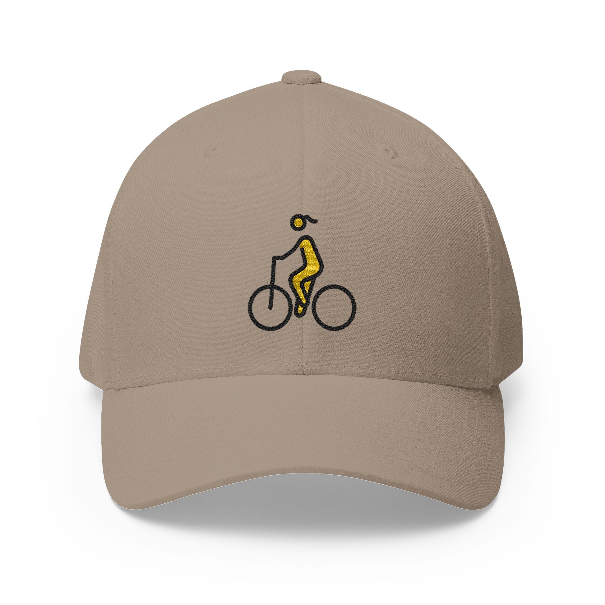 Woman Biking Emoji Khaki Cap – Premium by Capmoji