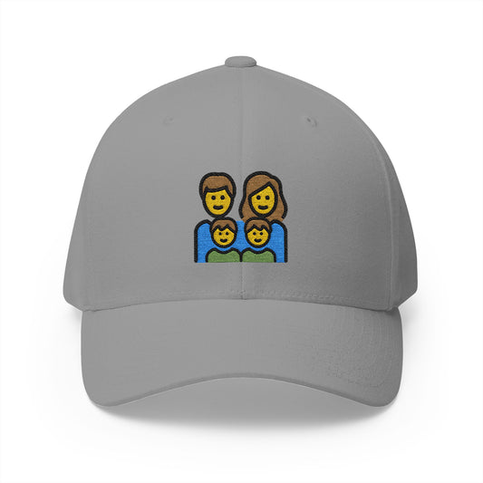 Family: Man, Woman, Boy, Boy Emoji Grey Cap – Premium by Capmoji