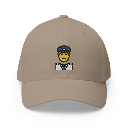 Man Pilot Emoji Khaki Cap – Premium by Capmoji