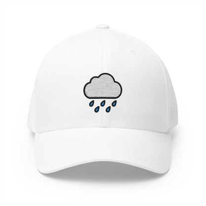 Cloud With Rain Emoji White Cap – Premium by Capmoji
