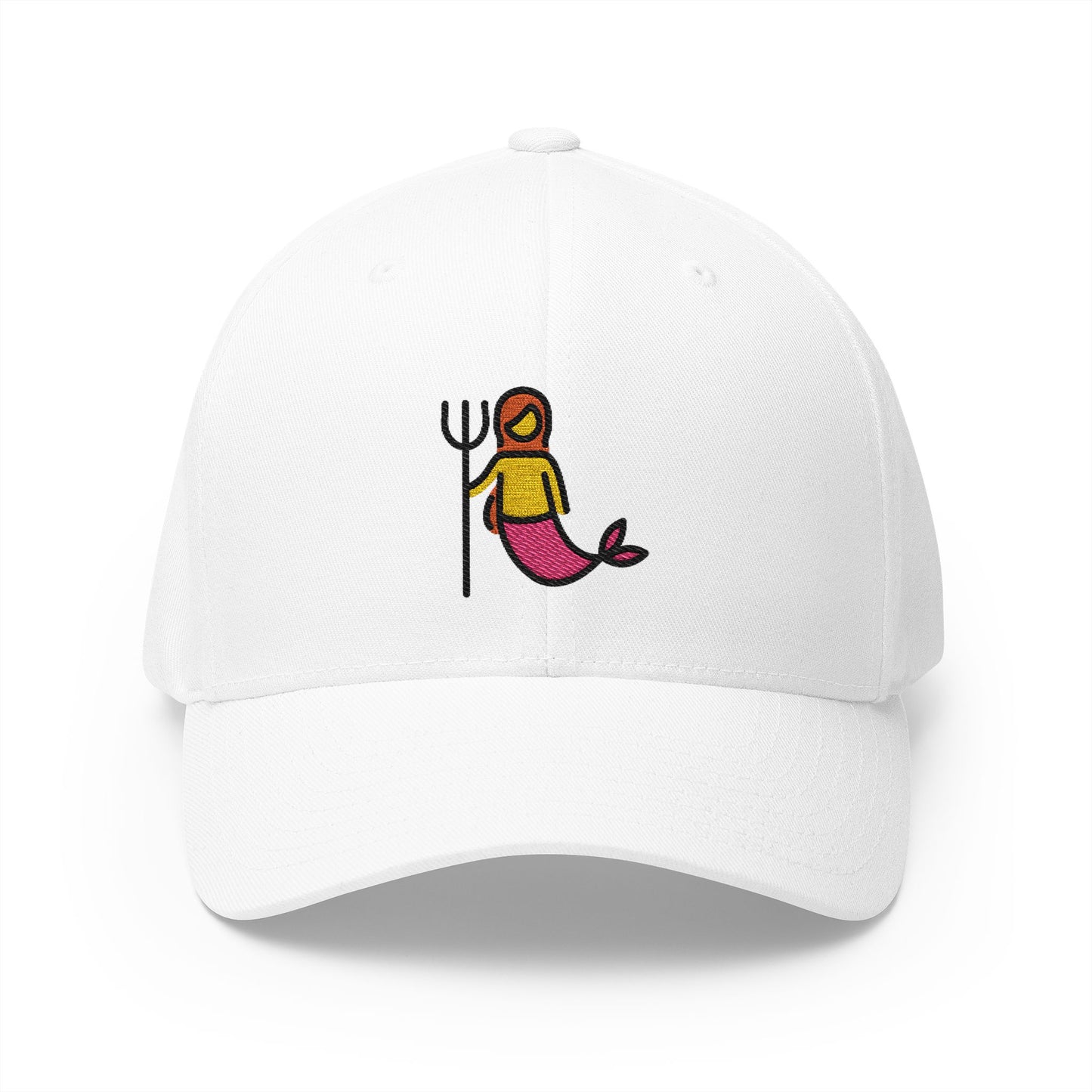 Mermaid Emoji White Cap – Premium by Capmoji
