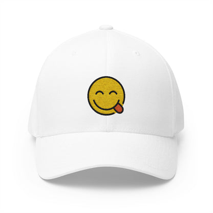 Face Savoring Food Emoji White Cap – Premium by Capmoji