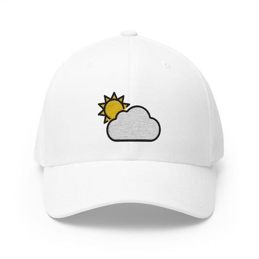 Sun Behind Large Cloud Emoji White Cap – Premium by Capmoji