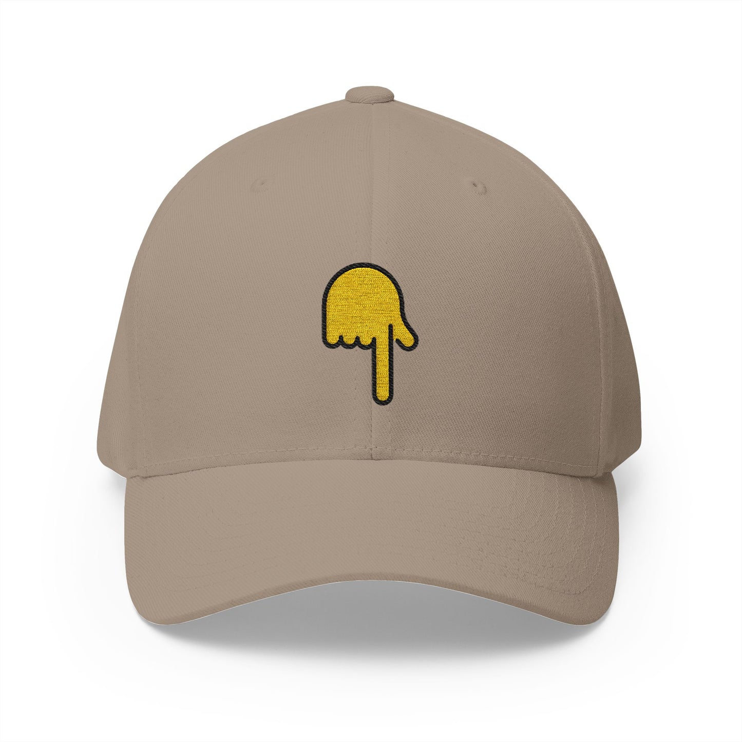 Backhand Index Pointing Down Emoji Khaki Cap – Premium by Capmoji