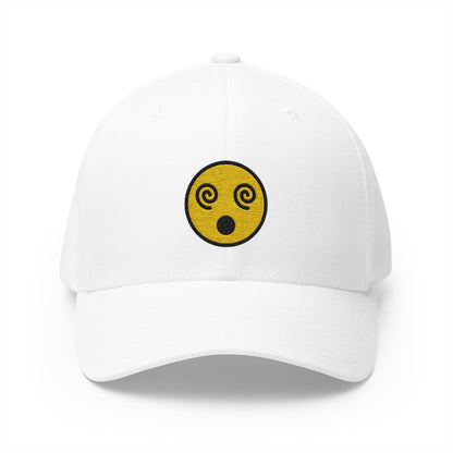 Face With Spiral Eyes Emoji White Cap – Premium by Capmoji