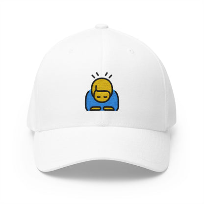Man Bowing Emoji White Cap – Premium by Capmoji