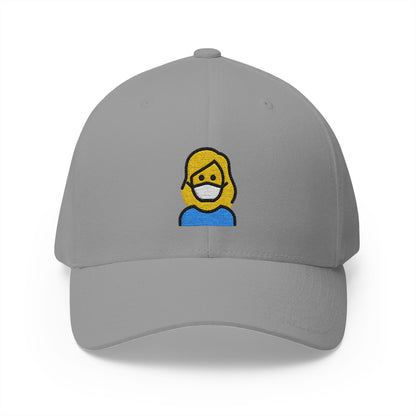 Woman With Medical Mask Emoji Grey Cap – Premium by Capmoji