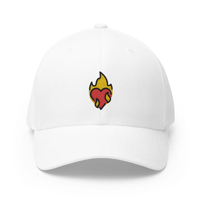 Heart On Fire Emoji White Cap – Premium by Capmoji