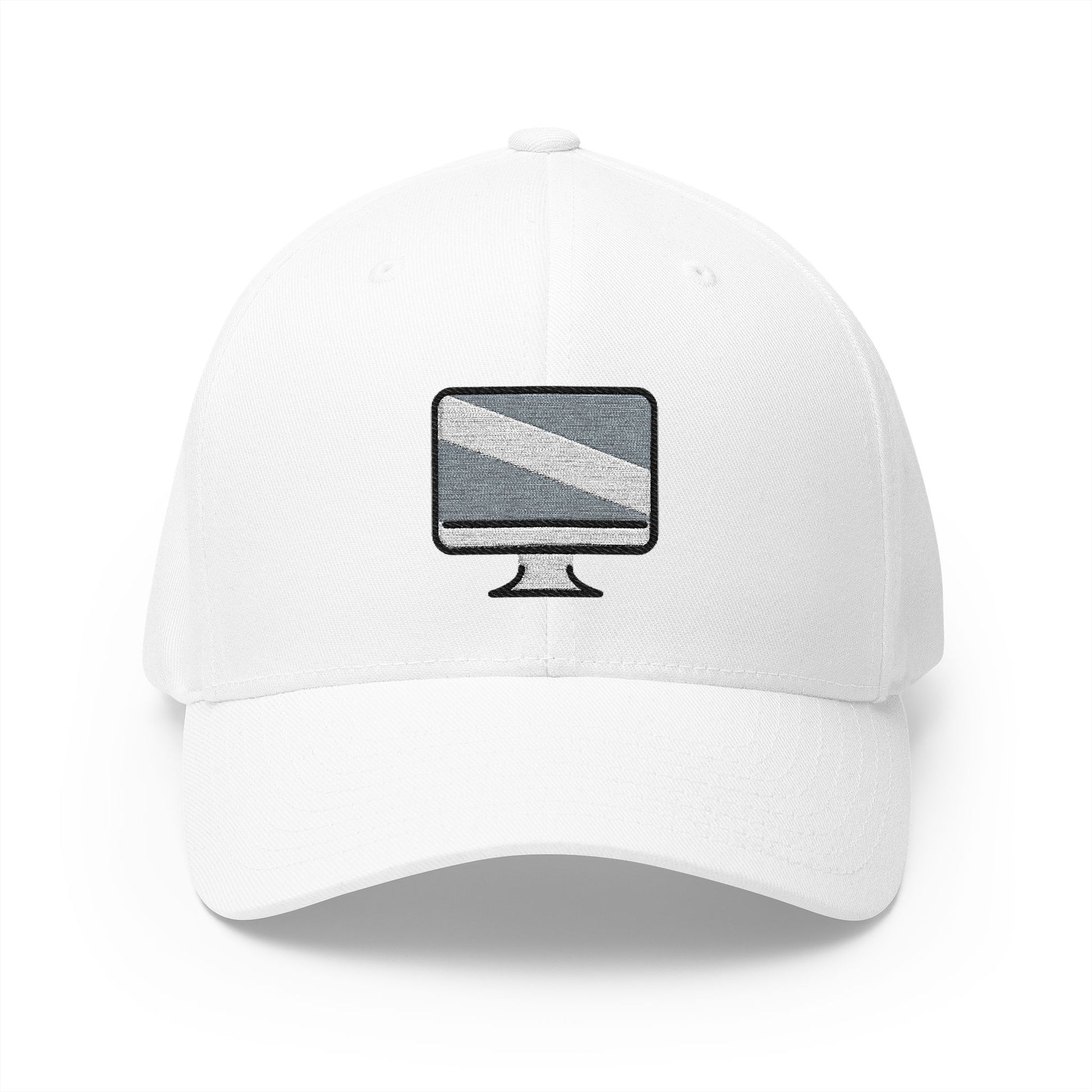 Desktop Computer Emoji White Cap – Premium by Capmoji