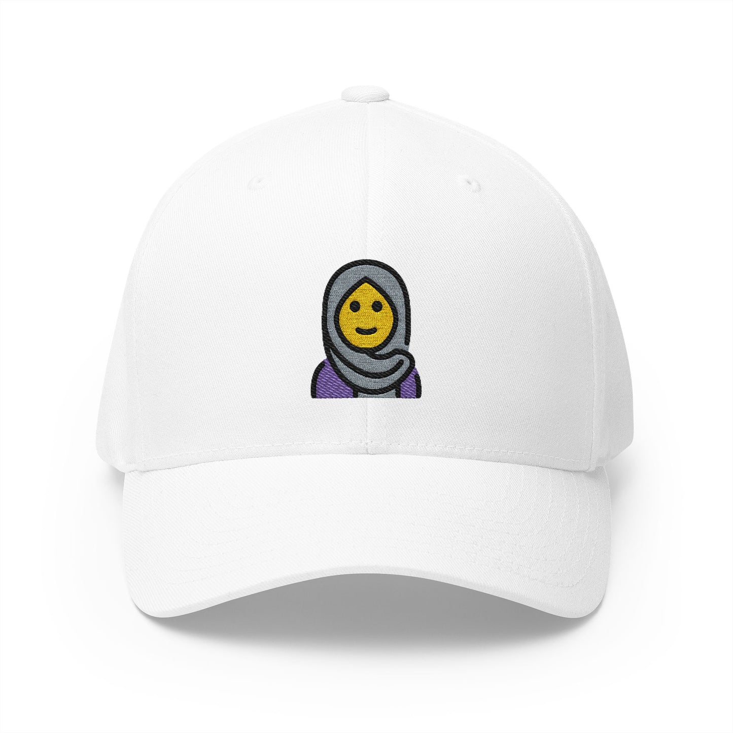 Woman With Headscarf Emoji White Cap – Premium by Capmoji