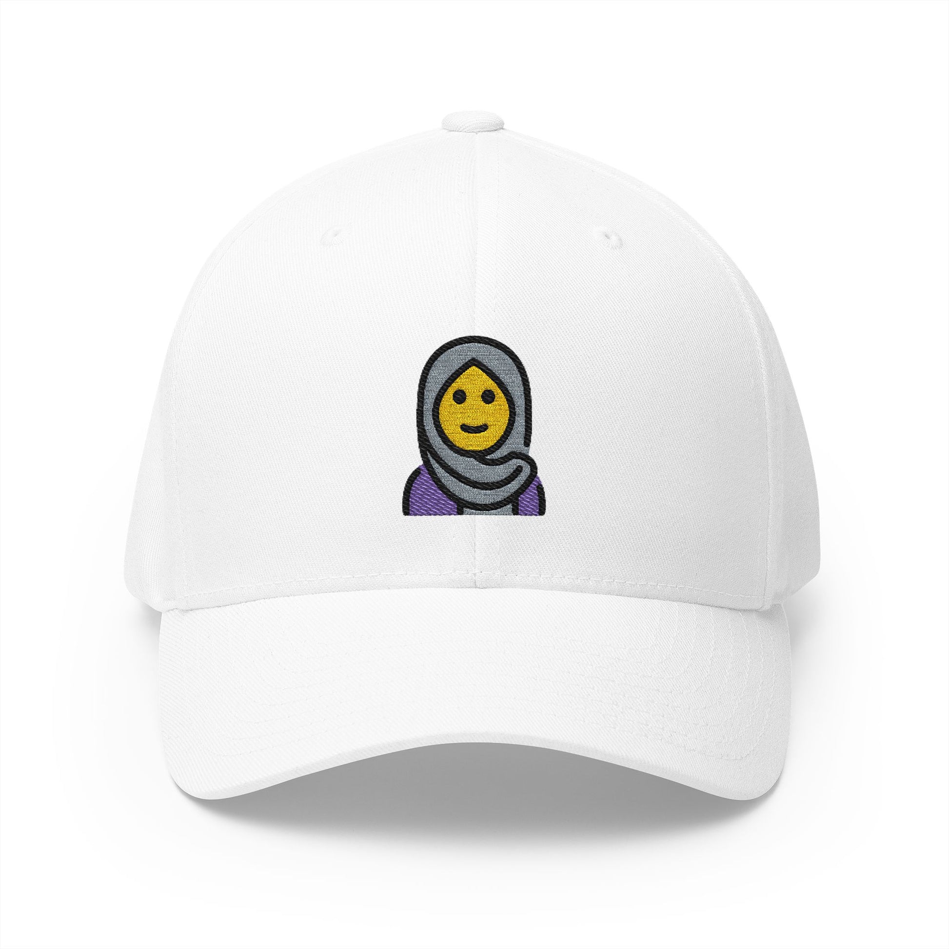 Woman With Headscarf Emoji White Cap – Premium by Capmoji