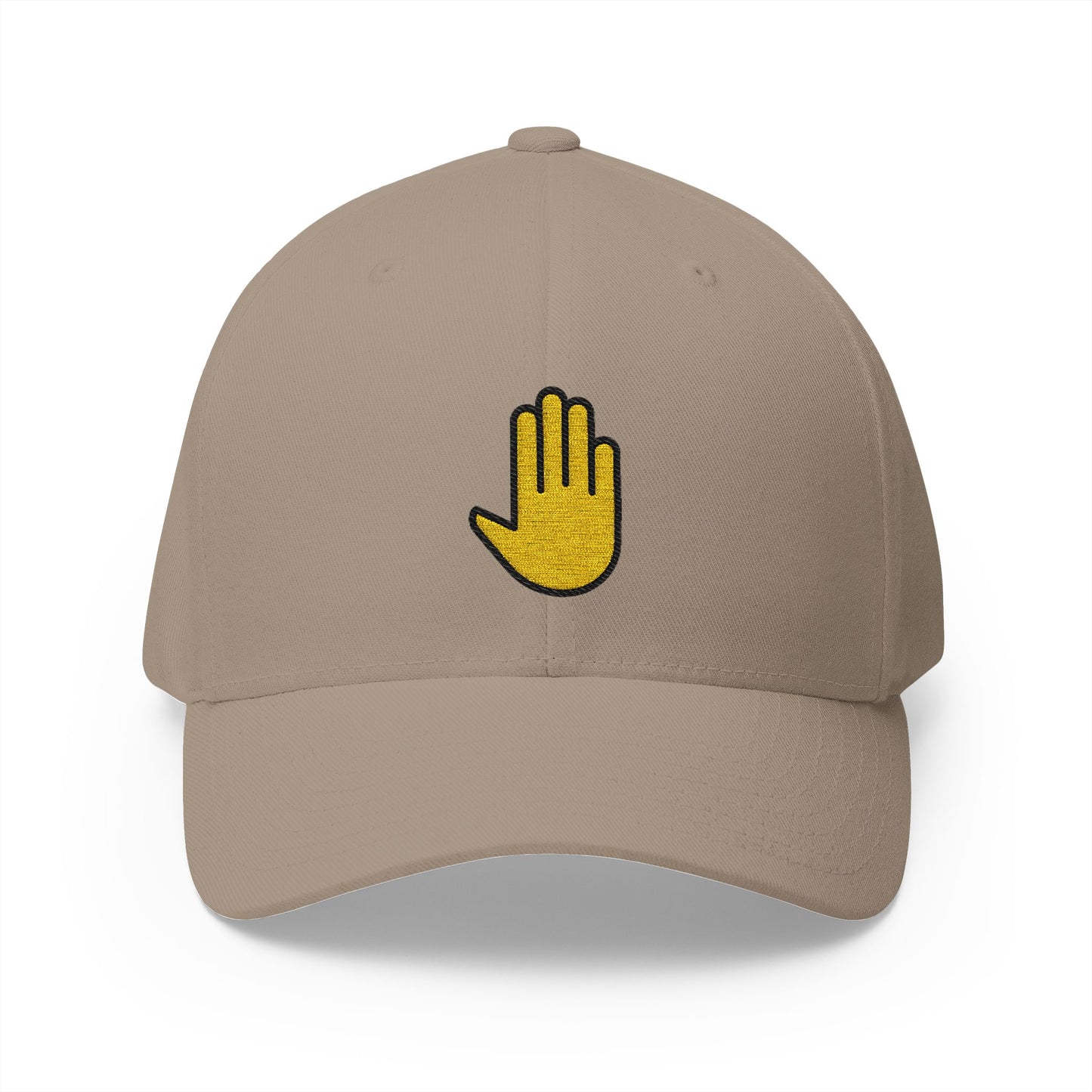 Raised Back Of Hand Emoji Khaki Cap – Premium by Capmoji