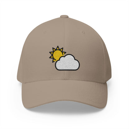 Sun Behind Cloud Emoji Khaki Cap – Premium by Capmoji