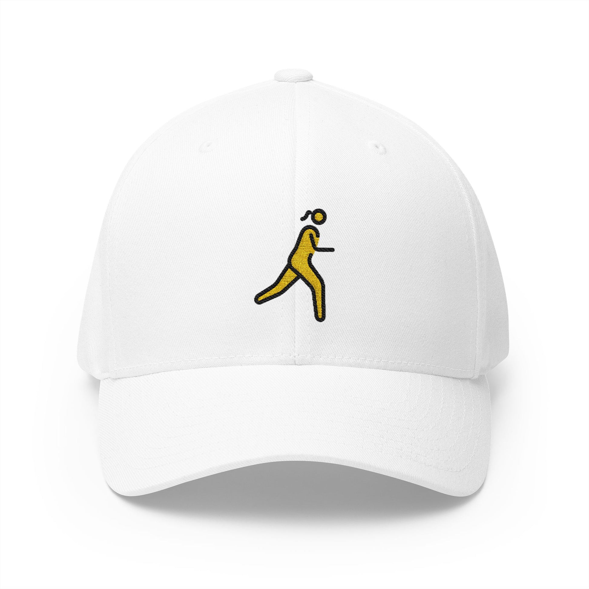 Woman Running: Facing Right Emoji White Cap – Premium by Capmoji