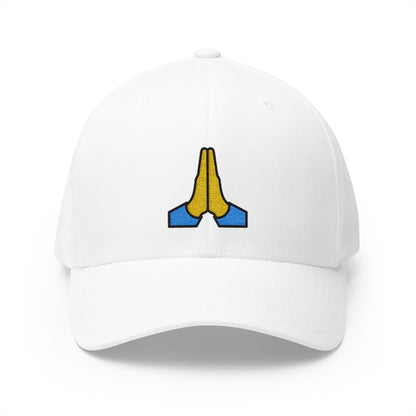 Folded Hands Emoji White Cap – Premium by Capmoji