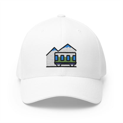 Mountain Railway Emoji White Cap – Premium by Capmoji