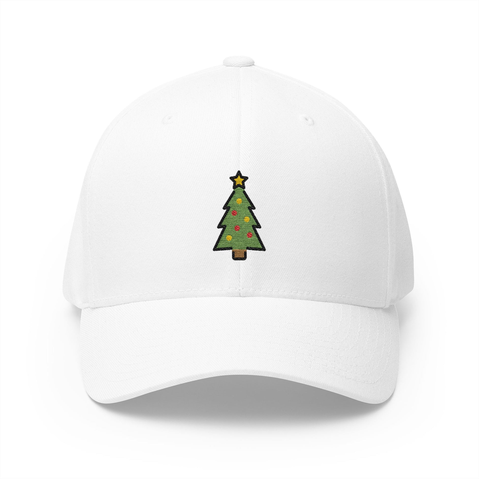 Christmas Tree Emoji White Cap – Premium by Capmoji