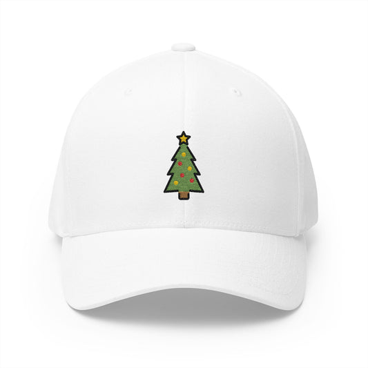 Christmas Tree Emoji White Cap – Premium by Capmoji