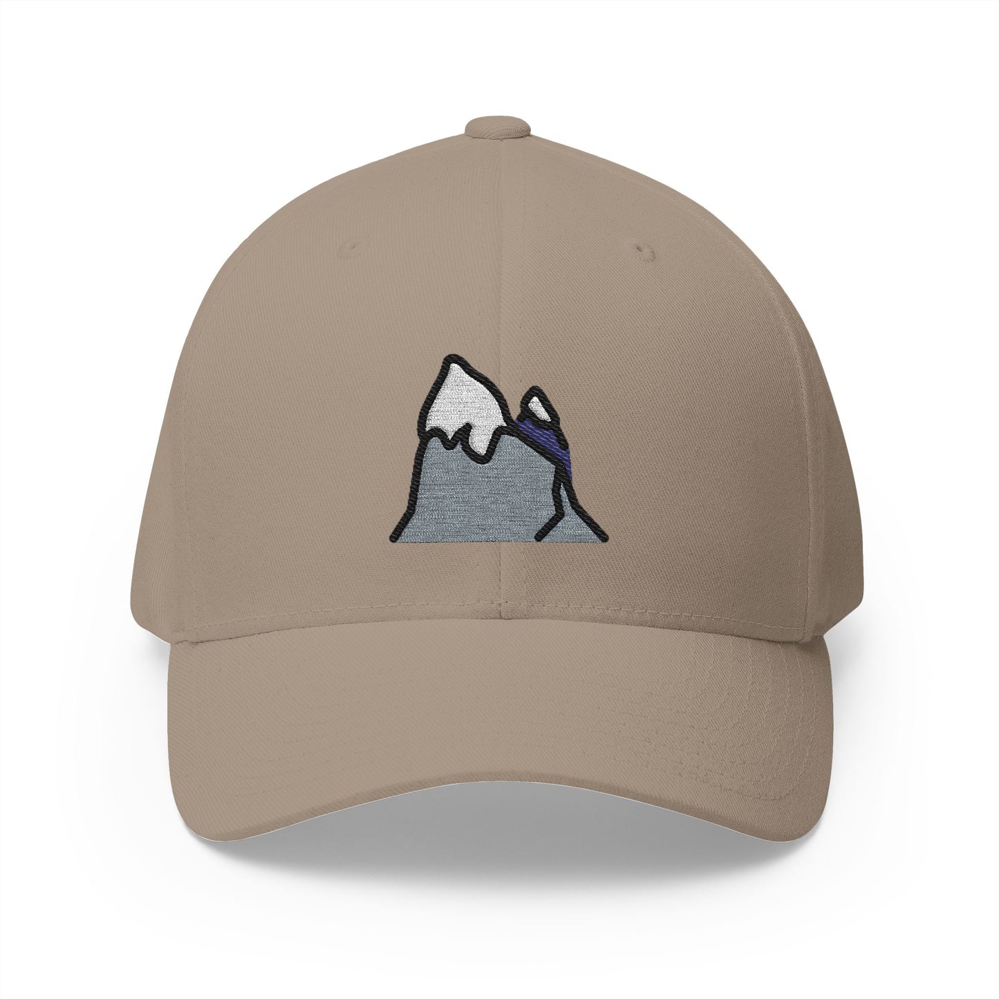 Snow-Capped Mountain Emoji Khaki Cap – Premium by Capmoji