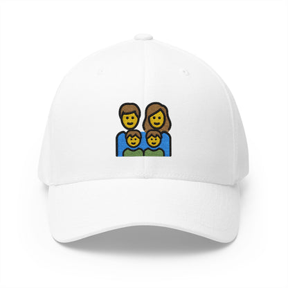 Family: Man, Woman, Boy, Boy Emoji White Cap – Premium by Capmoji