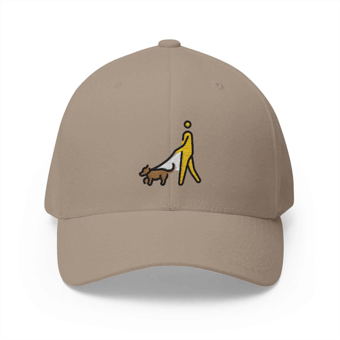 Person With Dog Emoji Khaki Cap – Premium by Capmoji