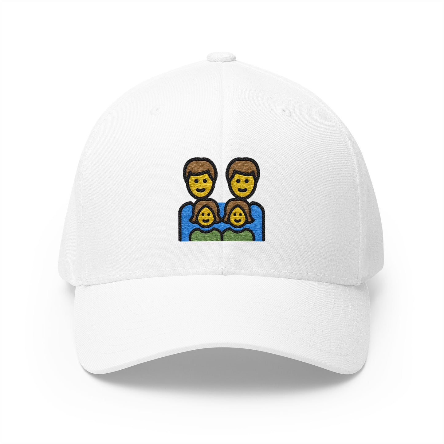 Family: Man, Man, Girl, Girl Emoji White Cap – Premium by Capmoji