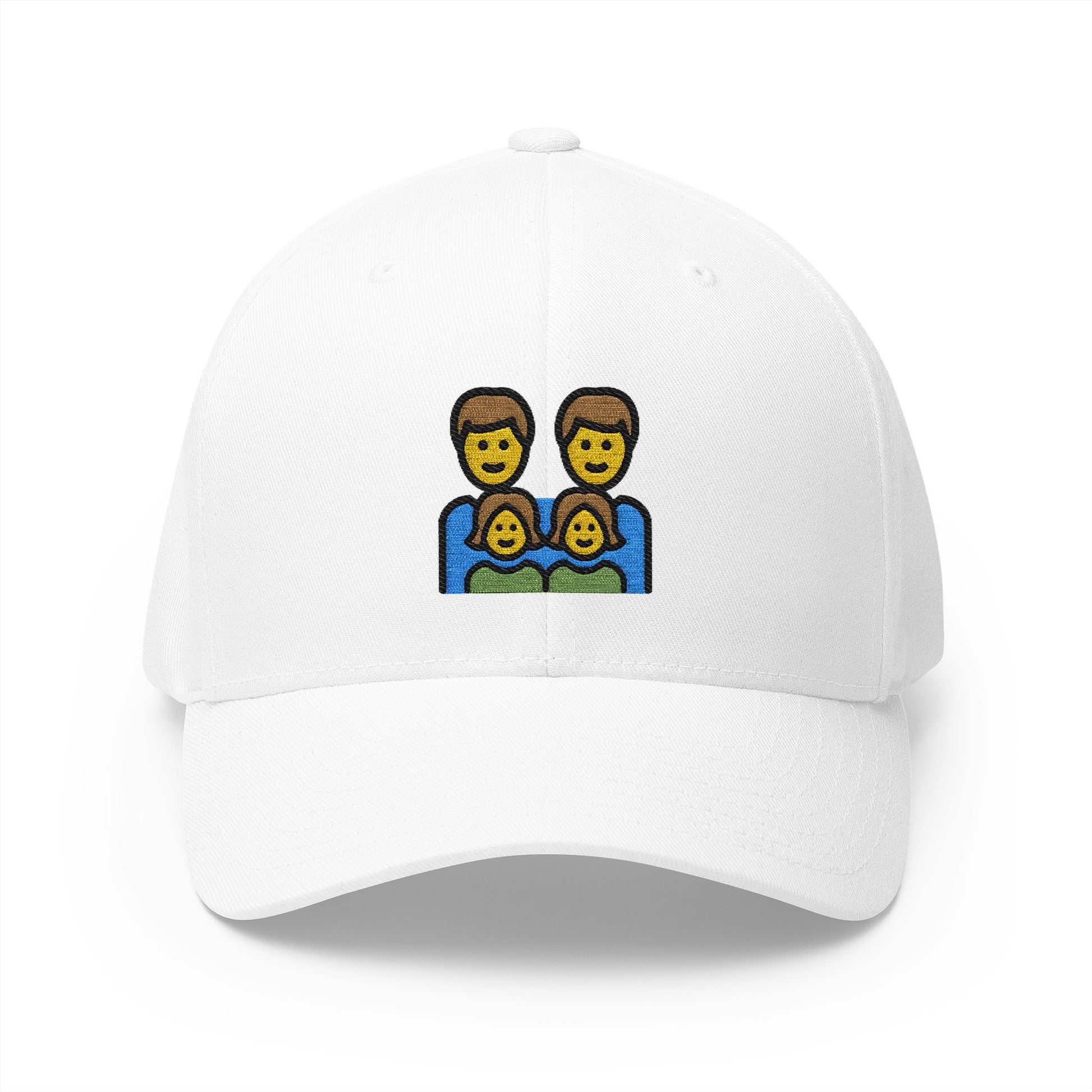 Family: Man, Man, Girl, Girl Emoji White Cap – Premium by Capmoji