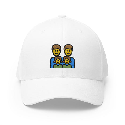 Family: Man, Man, Girl, Girl Emoji White Cap – Premium by Capmoji