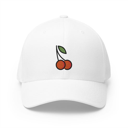 Cherries Emoji White Cap – Premium by Capmoji