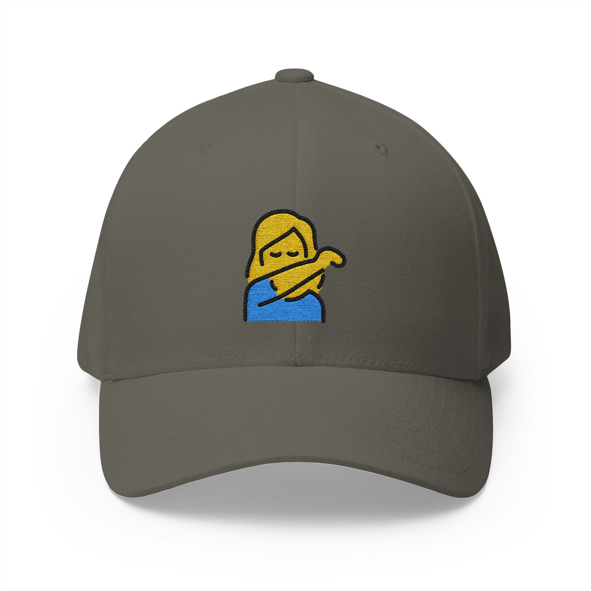 Woman Sneezing Into Elbow Emoji Olive Cap – Premium by Capmoji