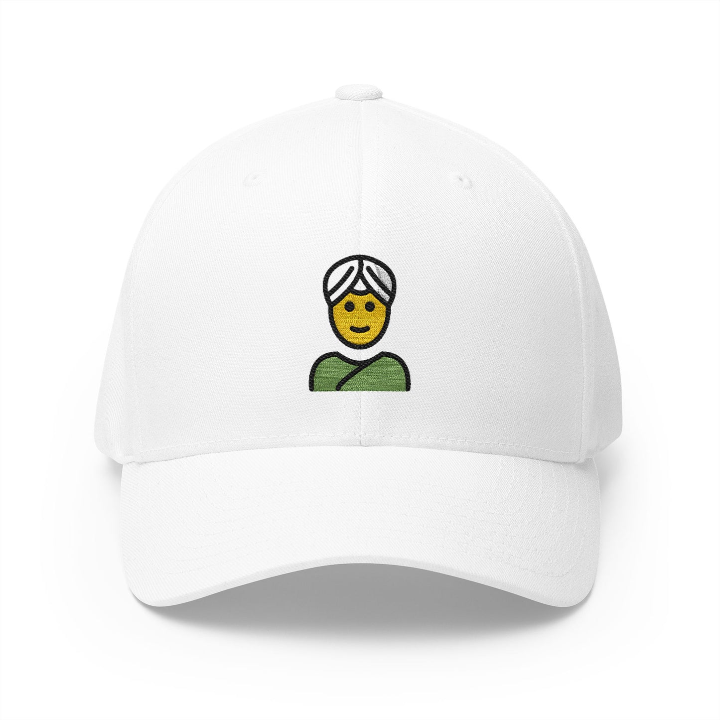 Person Wearing Turban Emoji White Cap – Premium by Capmoji