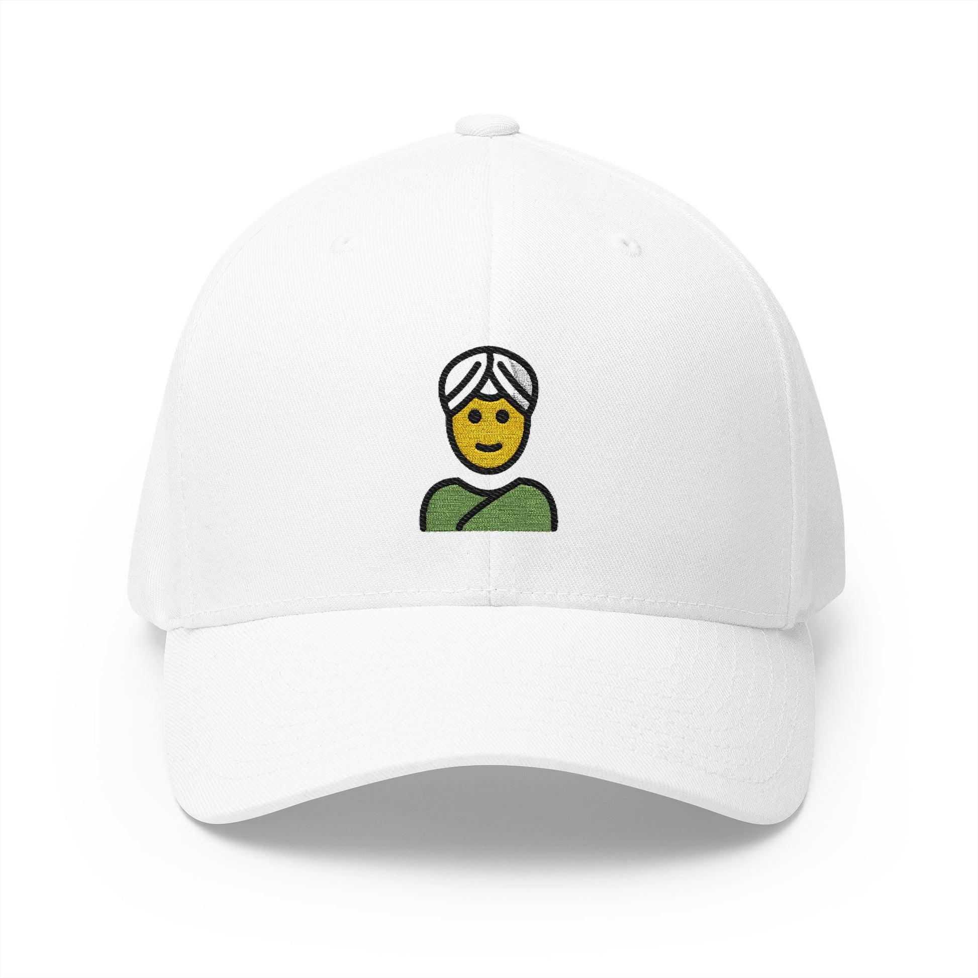 Person Wearing Turban Emoji White Cap – Premium by Capmoji