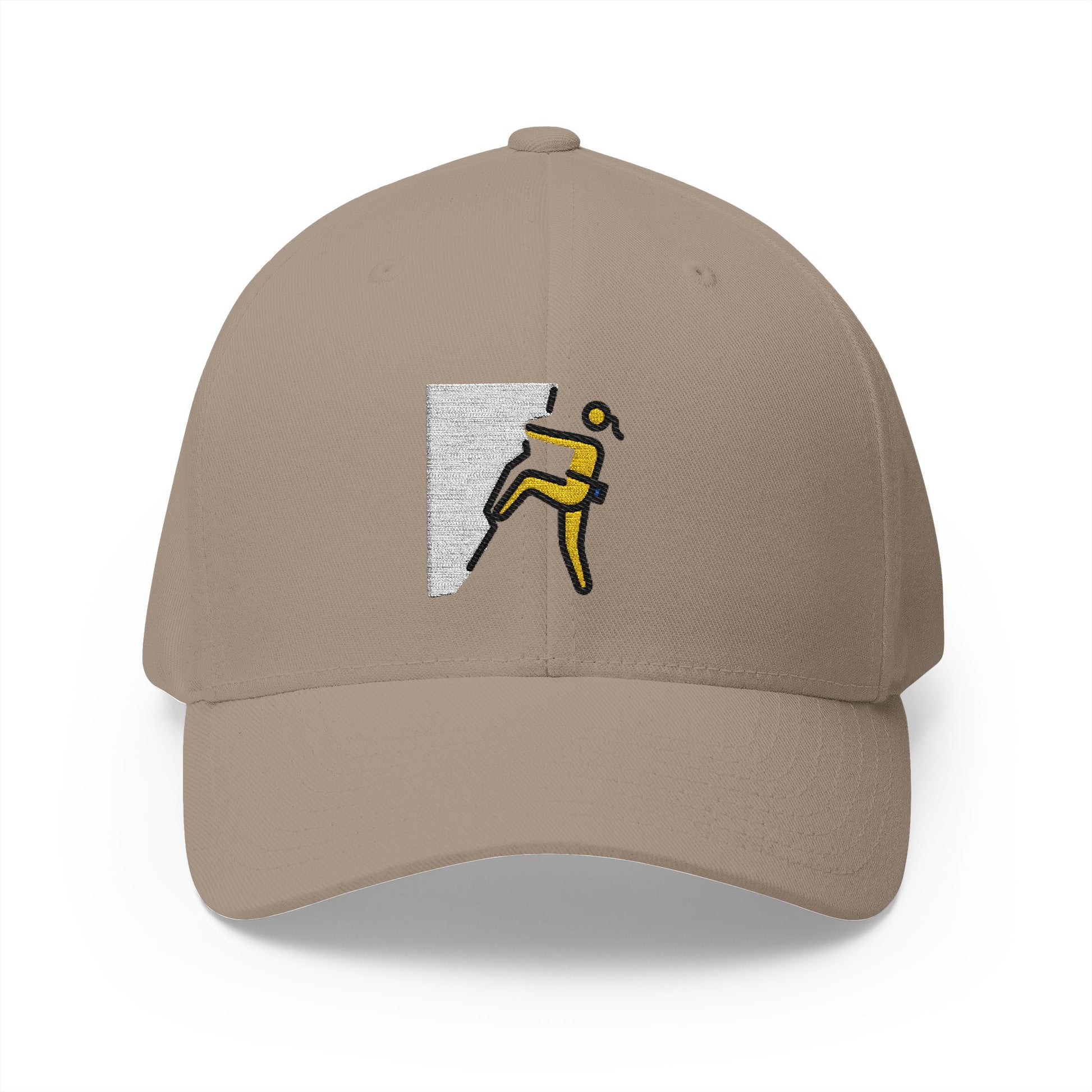 Woman Climbing Emoji Khaki Cap – Premium by Capmoji