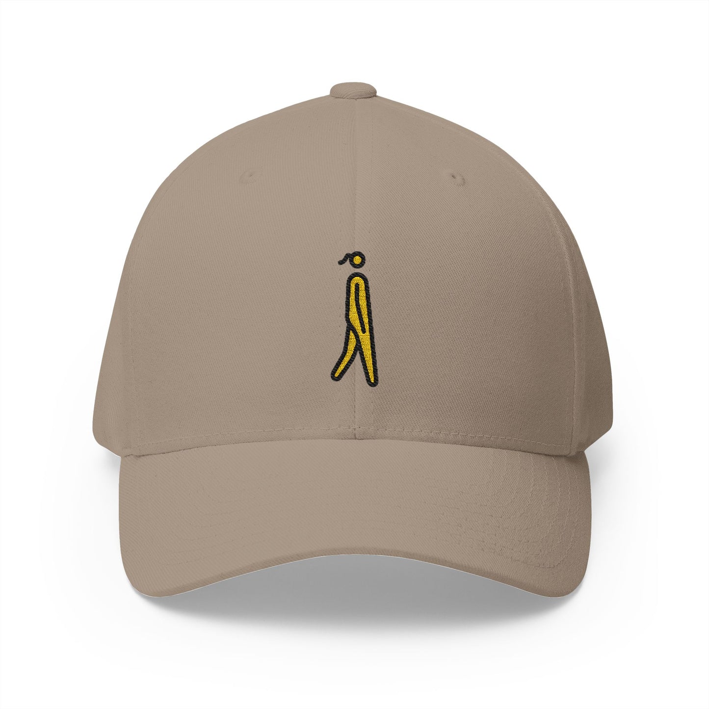 Woman Walking: Facing Right Emoji Khaki Cap – Premium by Capmoji