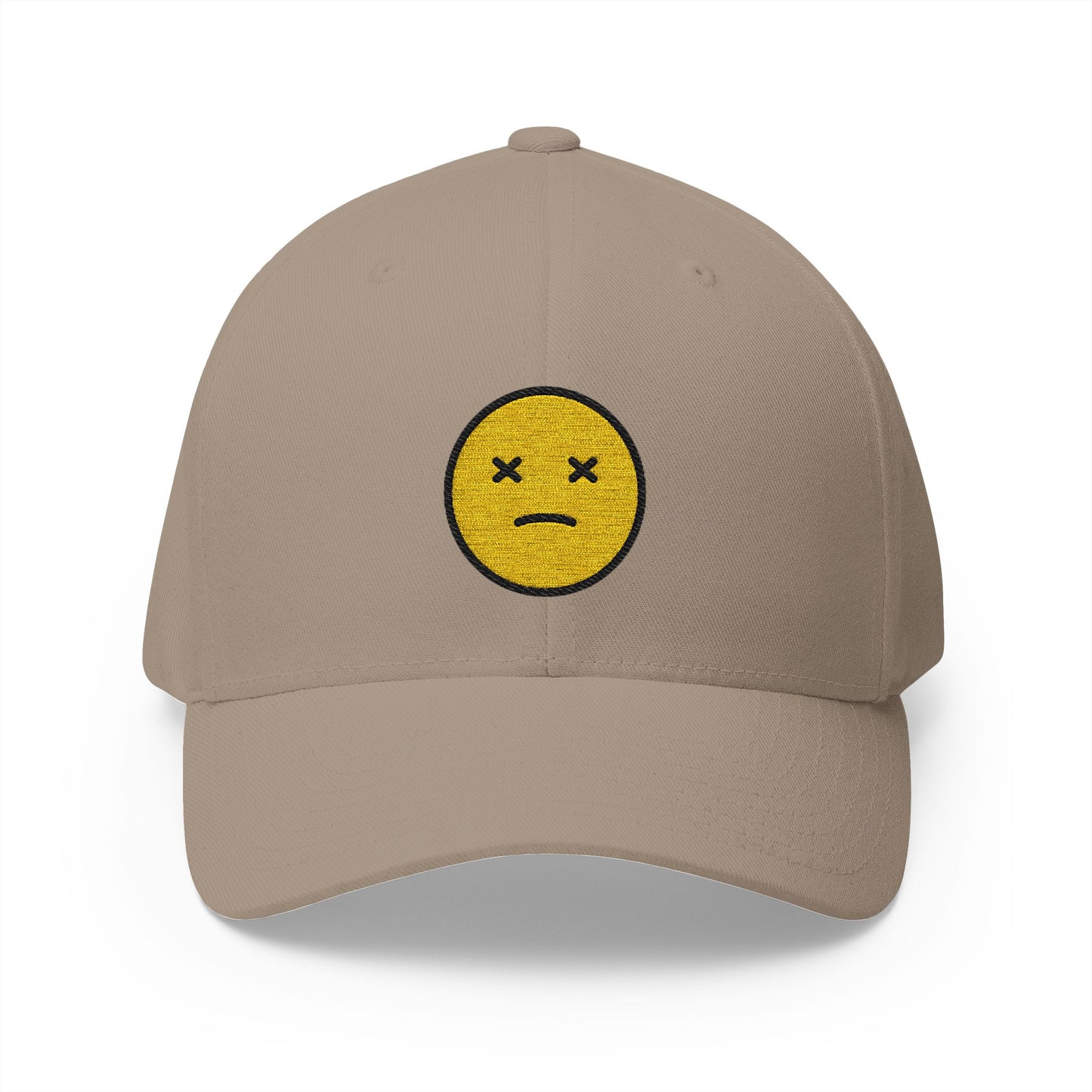 Face With Crossed-Out Eyes Emoji Khaki Cap – Premium by Capmoji