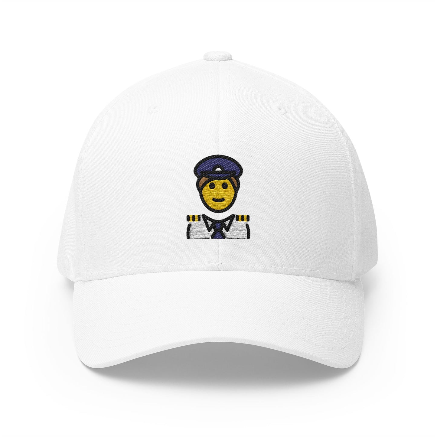 Man Pilot Emoji White Cap – Premium by Capmoji