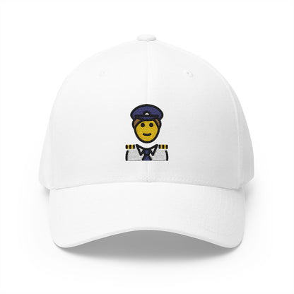 Man Pilot Emoji White Cap – Premium by Capmoji