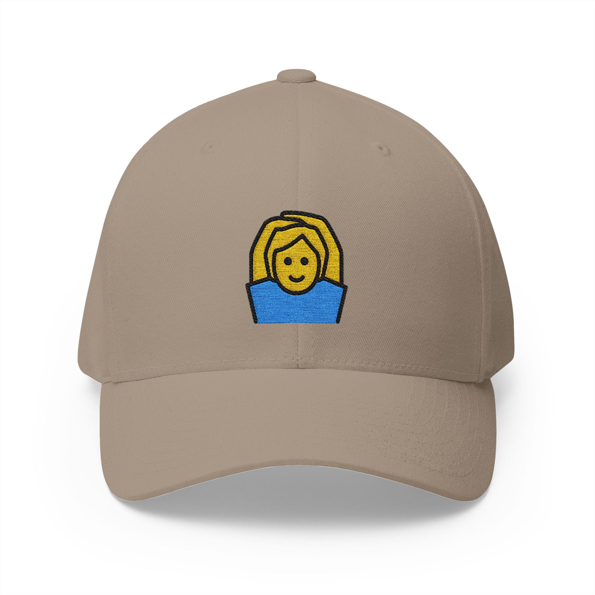 Person Gesturing Ok Emoji Khaki Cap – Premium by Capmoji