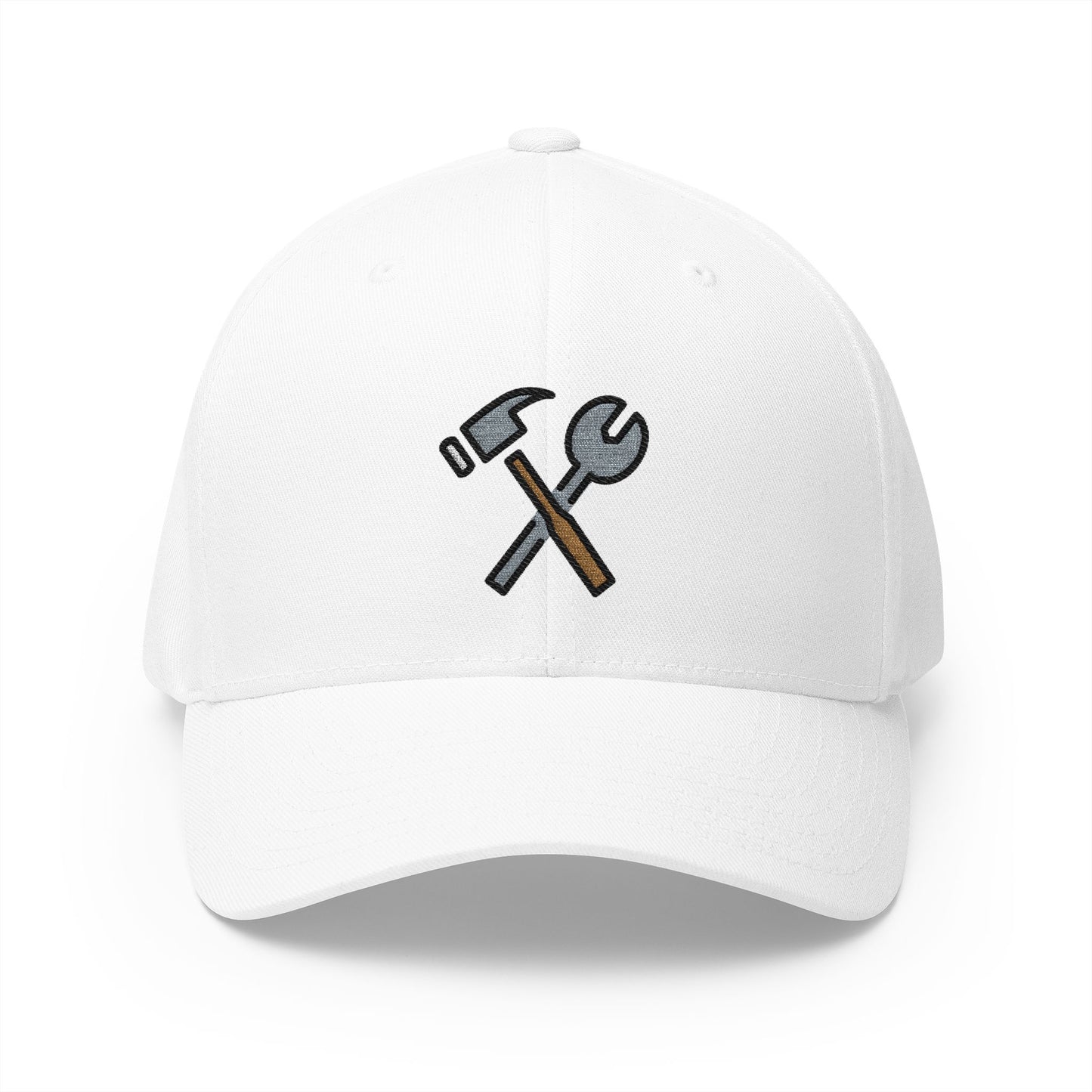 Hammer And Wrench Emoji White Cap – Premium by Capmoji