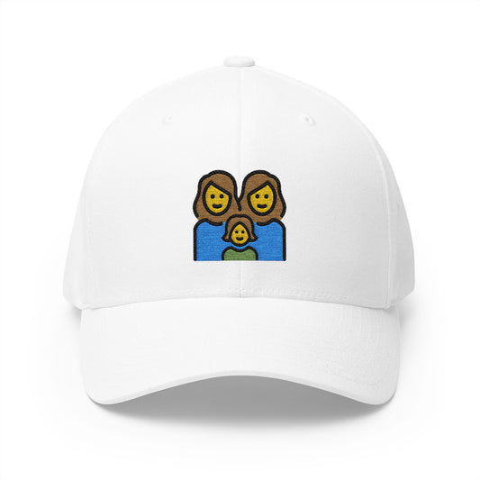 Family: Woman, Woman, Girl Emoji White Cap – Premium by Capmoji