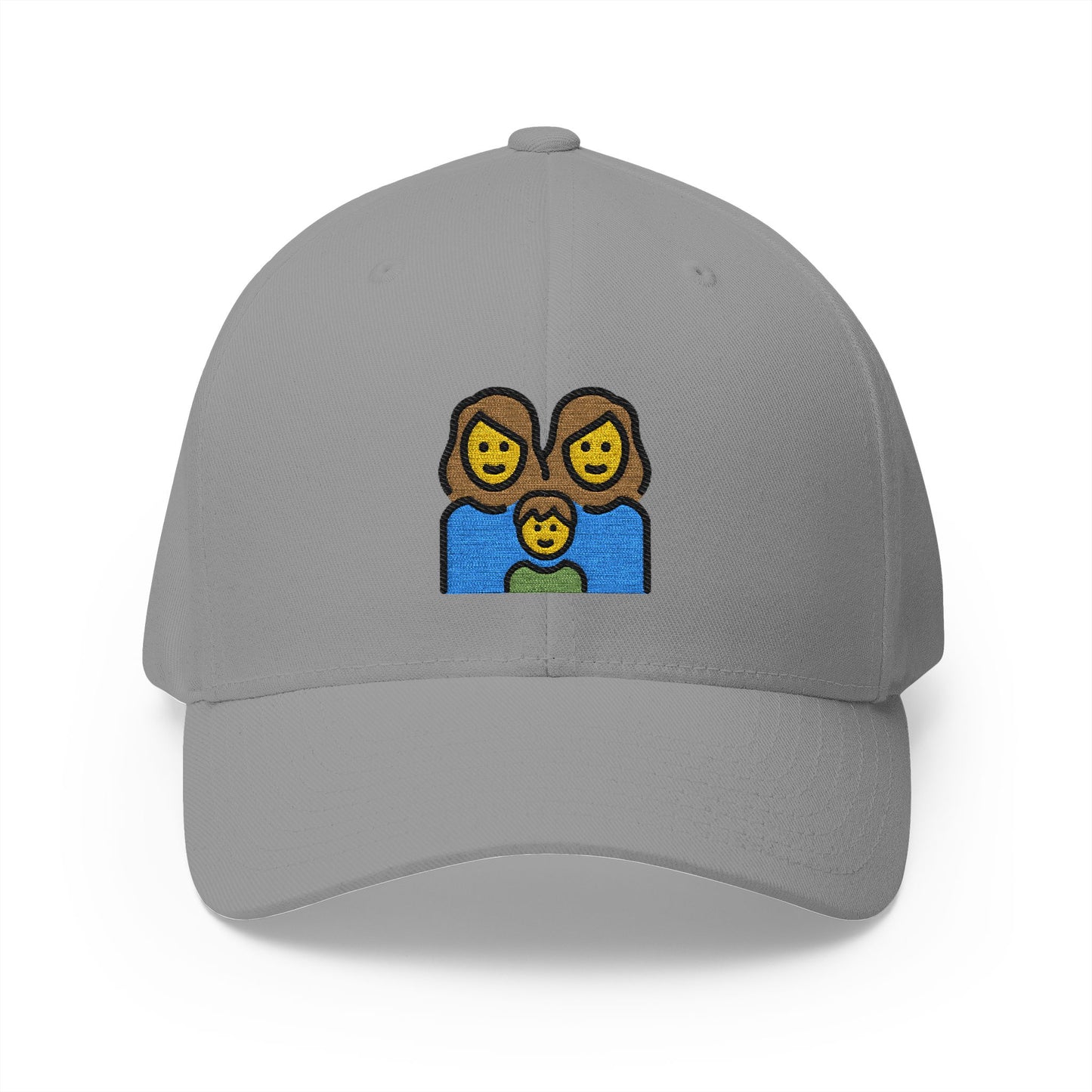 Family: Woman, Woman, Boy Emoji Grey Cap – Premium by Capmoji