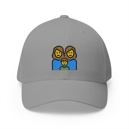 Family: Woman, Woman, Boy Emoji Grey Cap – Premium by Capmoji