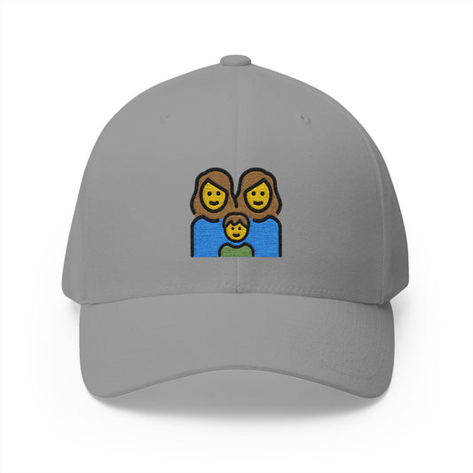 Family: Woman, Woman, Boy Emoji Grey Cap – Premium by Capmoji