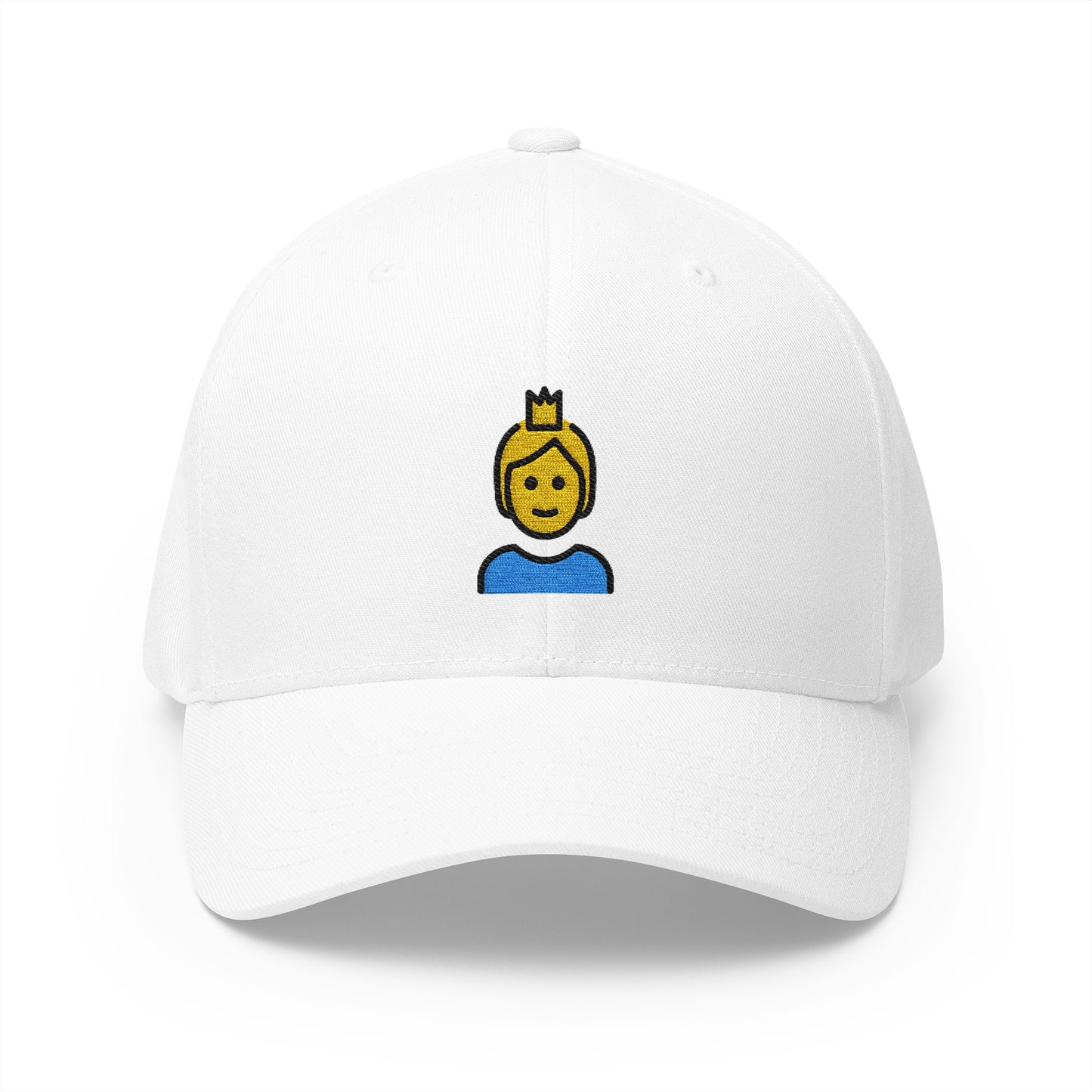 Person With Crown Emoji White Cap – Premium by Capmoji
