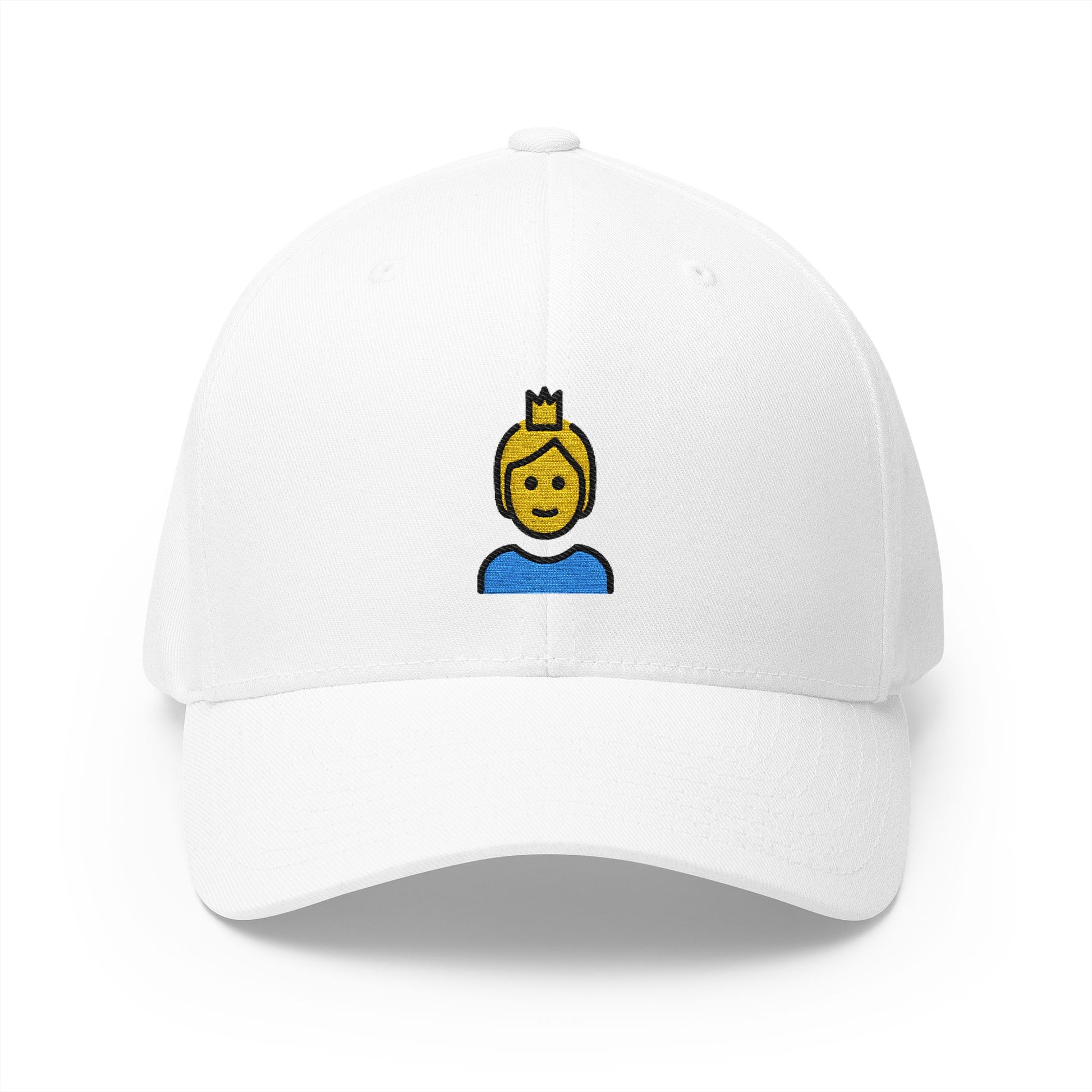 Person With Crown Emoji White Cap – Premium by Capmoji