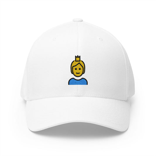 Person With Crown Emoji White Cap – Premium by Capmoji
