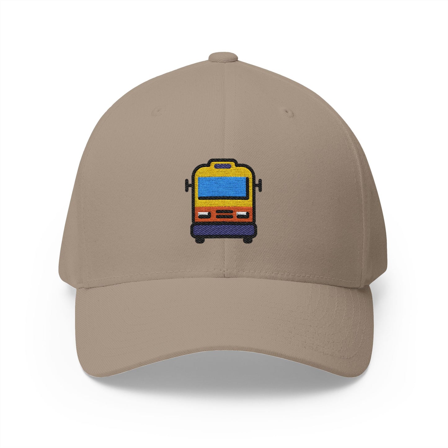 Oncoming Bus Emoji Khaki Cap – Premium by Capmoji